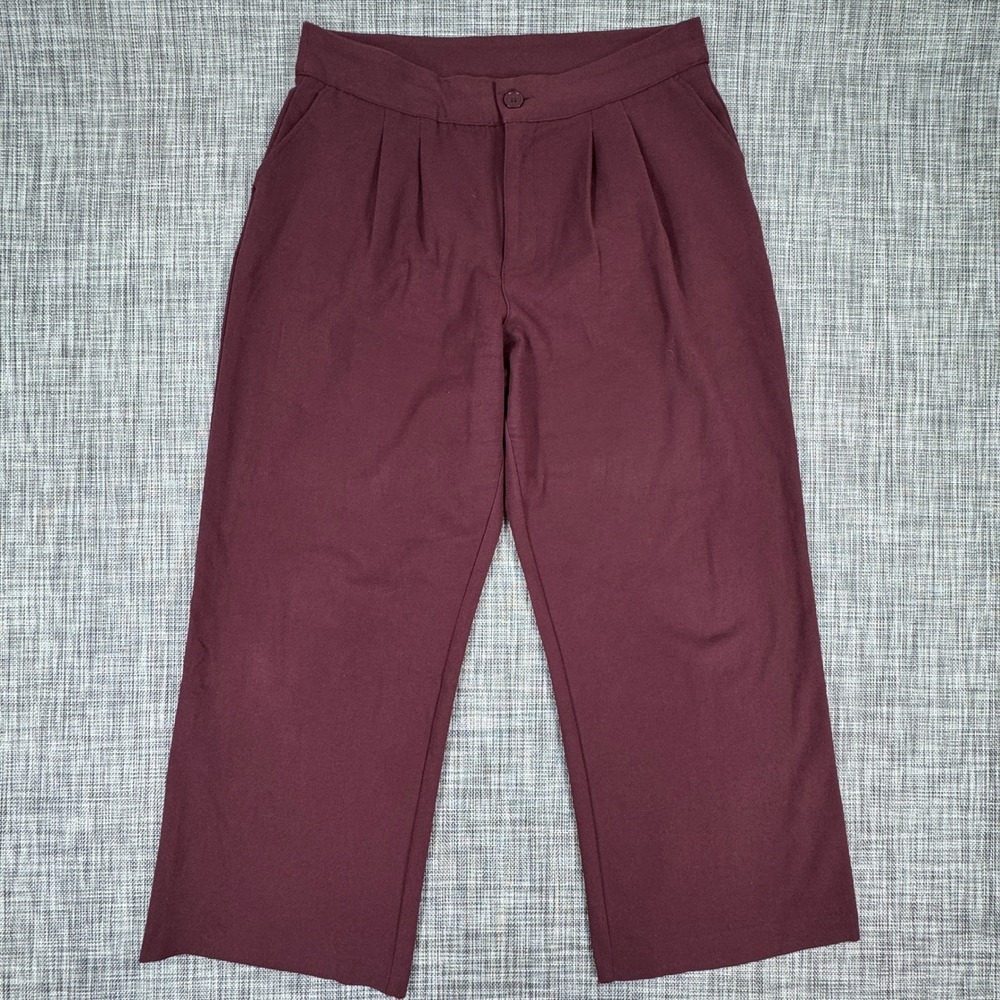 Torrid Women's Pleated Wide Leg Trouser Pants Burgundy Size 10 Regular Office